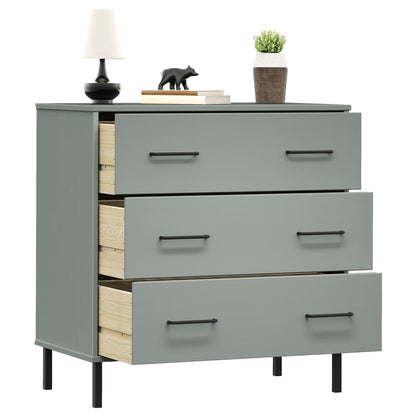 Sideboard with 3 Drawers Grey 77x40x79.5 cm Solid Wood OSLO