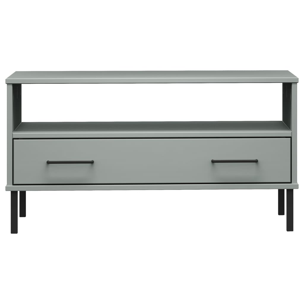 Coffee Table with Metal Legs Grey 85x50x45 cm Solid Wood OSLO