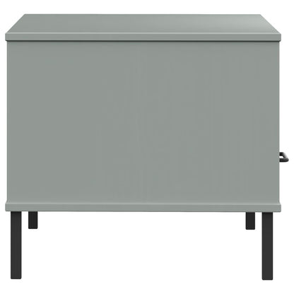 Coffee Table with Metal Legs Grey 85x50x45 cm Solid Wood OSLO