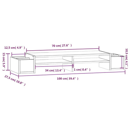 Monitor Stand 100x27.5x15 cm Solid Wood Pine