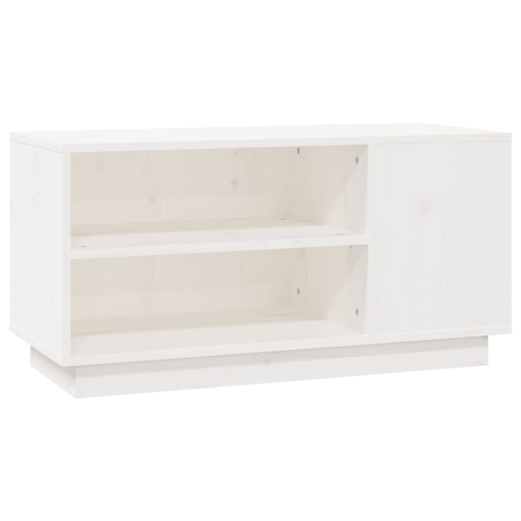 TV Cabinet White 80x35x40.5 cm Solid Wood Pine