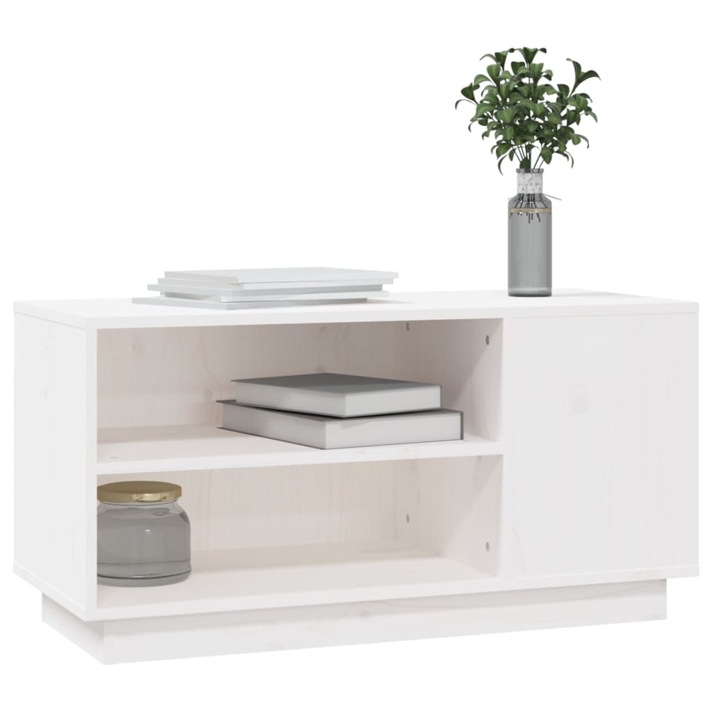 TV Cabinet White 80x35x40.5 cm Solid Wood Pine