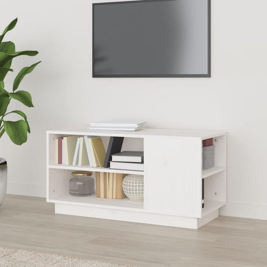 TV Cabinet White 80x35x40.5 cm Solid Wood Pine