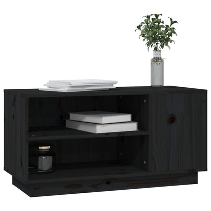 TV Cabinet Black 80x35x40.5 cm Solid Wood Pine