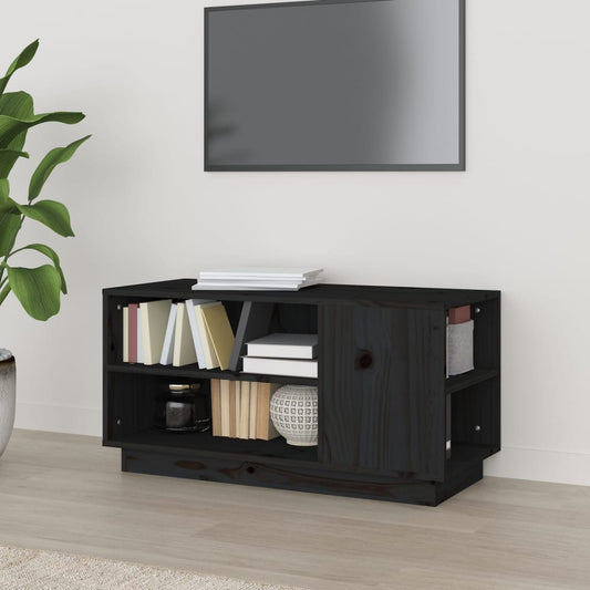 TV Cabinet Black 80x35x40.5 cm Solid Wood Pine