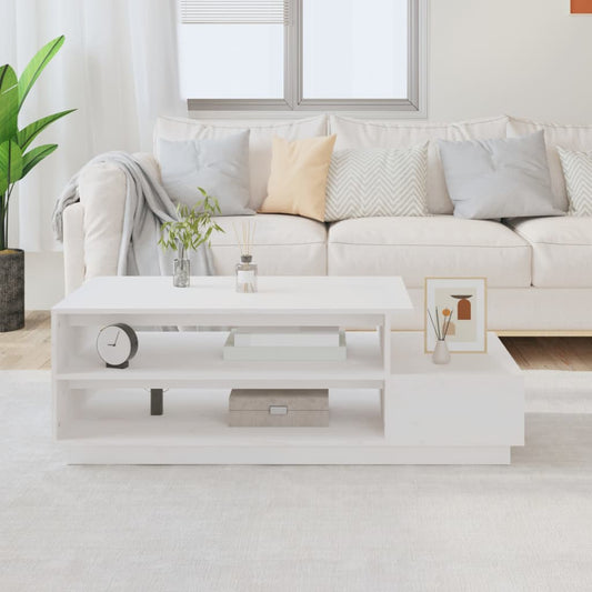 Coffee Table White 120x50x40.5 cm Solid Wood Pine