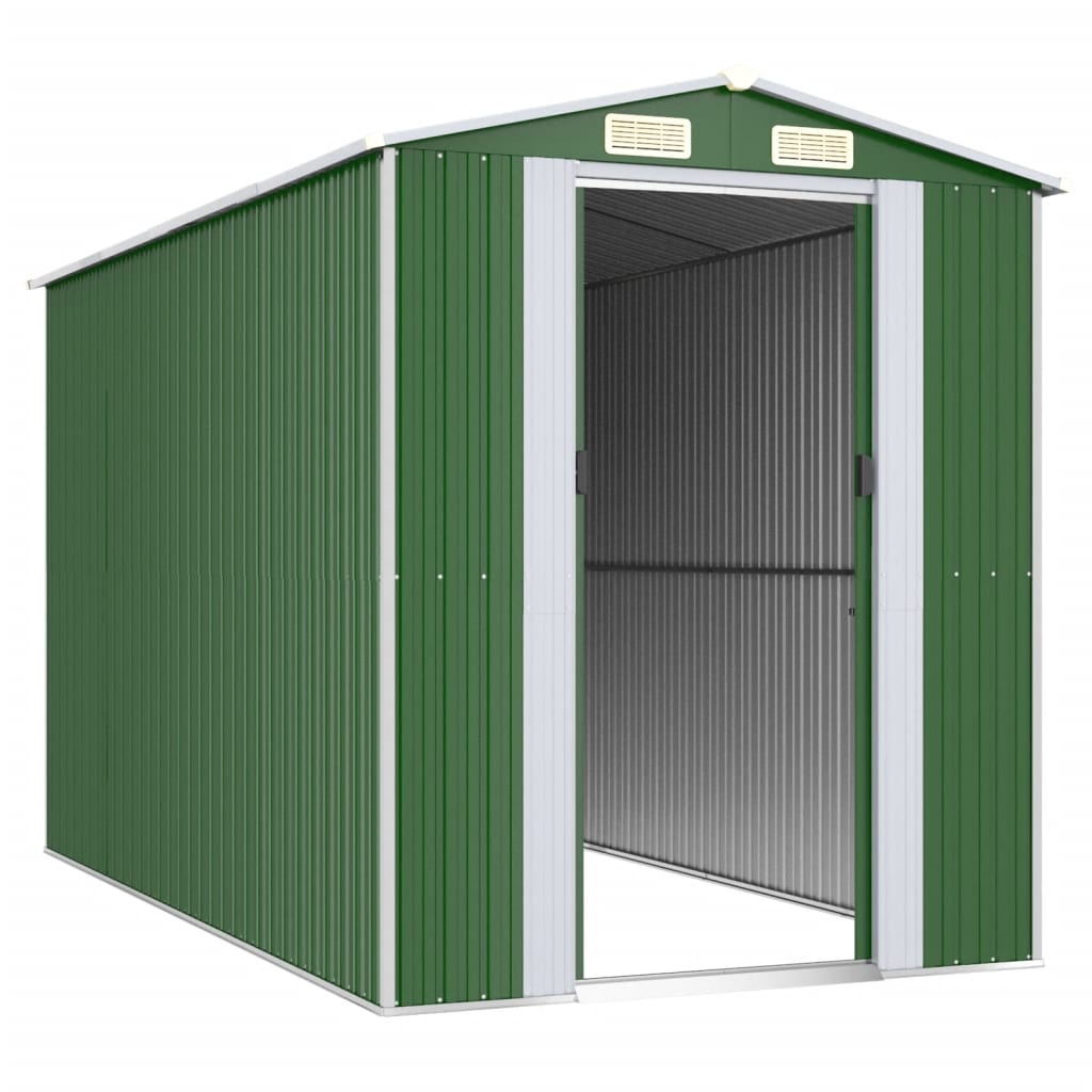 Garden Shed Green 192x357x223 cm Galvanised Steel