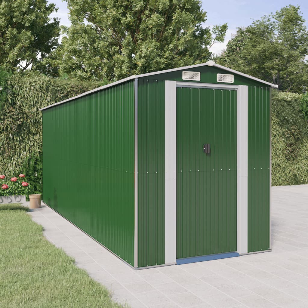 Garden Shed Green 192x523x223 cm Galvanised Steel