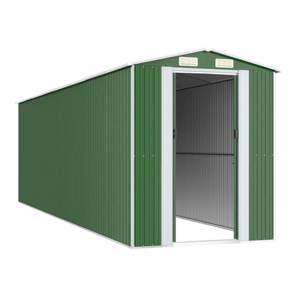 Garden Shed Green 192x689x223 cm Galvanised Steel