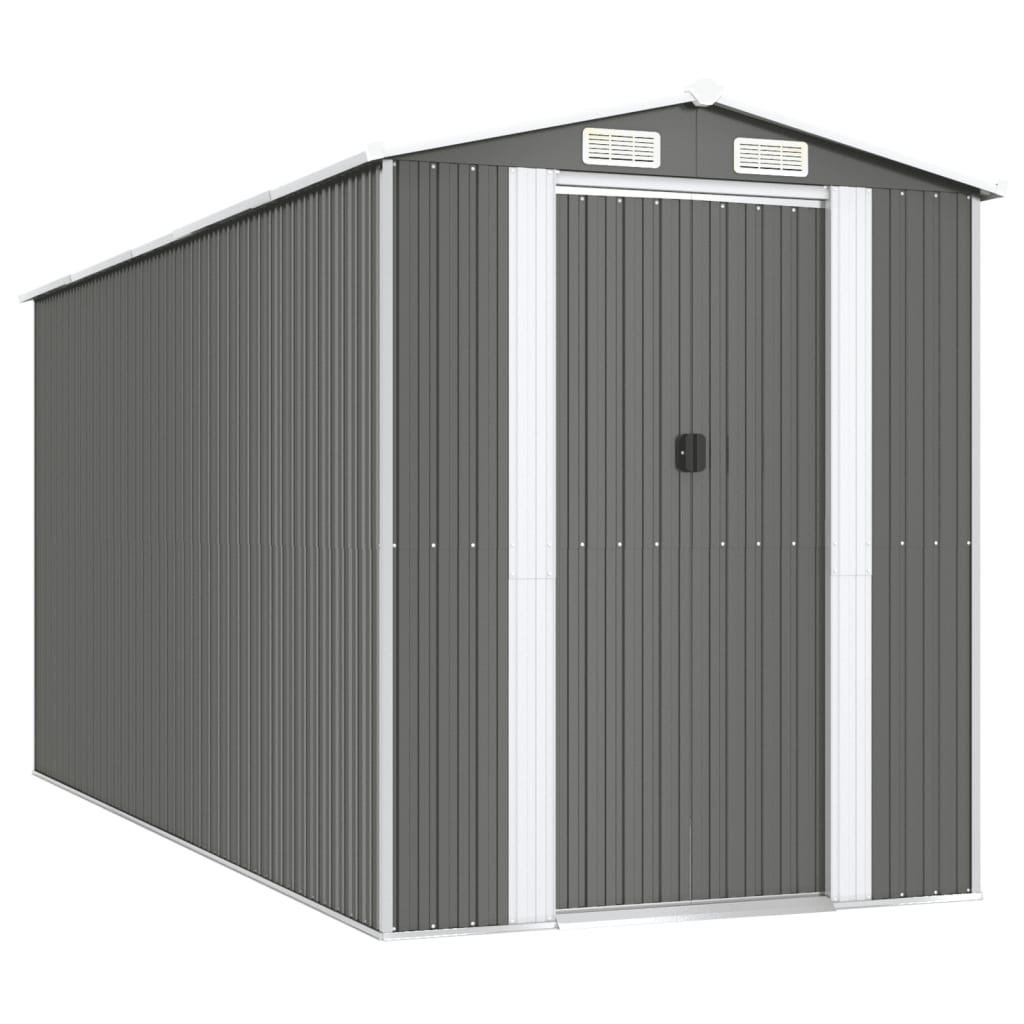 Garden Shed Light Grey 192x440x223 cm Galvanised Steel