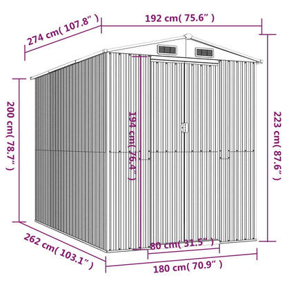 Garden Shed Dark Brown 192x274x223 cm Galvanised Steel