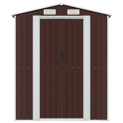 Garden Shed Dark Brown 192x357x223 cm Galvanised Steel