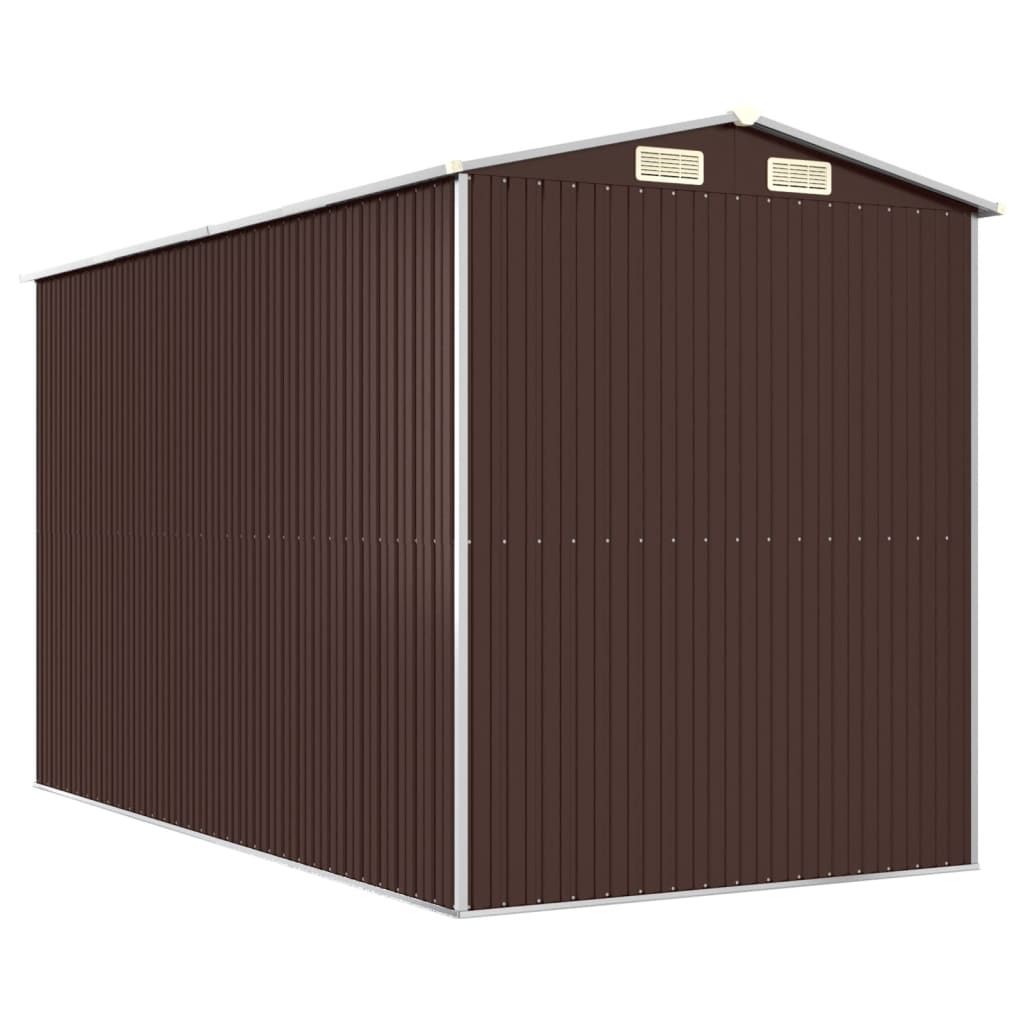 Garden Shed Dark Brown 192x357x223 cm Galvanised Steel