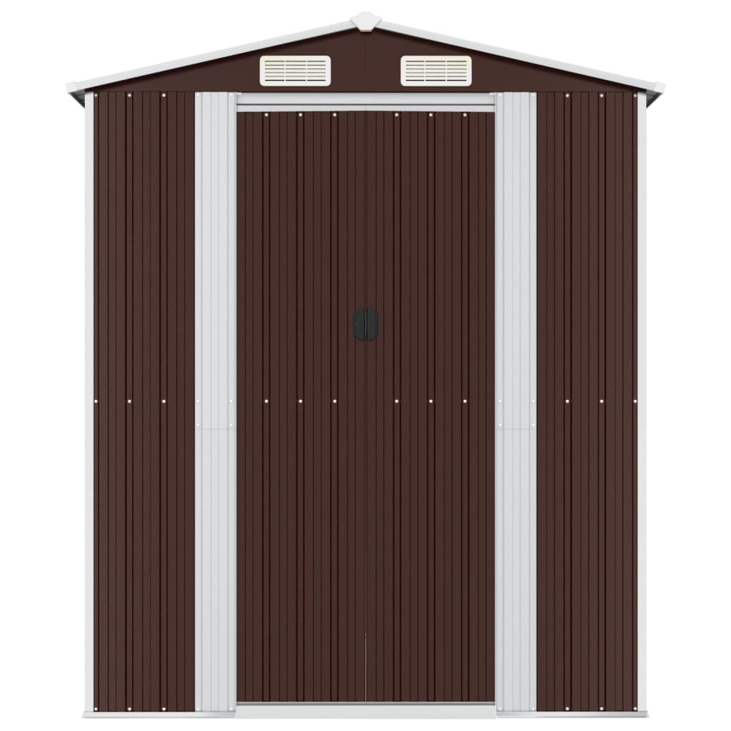 Garden Shed Dark Brown 192x440x223 cm Galvanised Steel