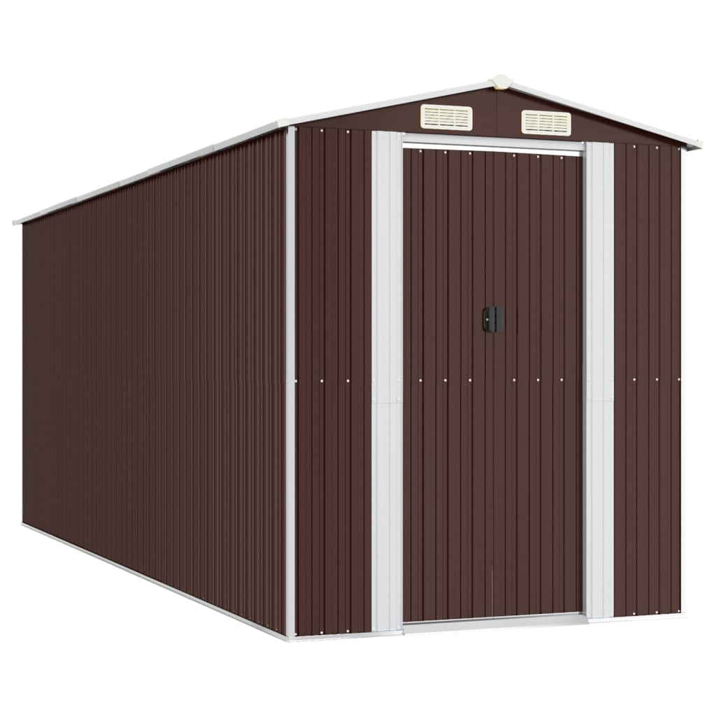 Garden Shed Dark Brown 192x523x223 cm Galvanised Steel