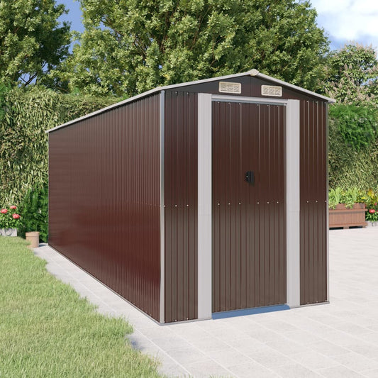 Garden Shed Dark Brown 192x523x223 cm Galvanised Steel