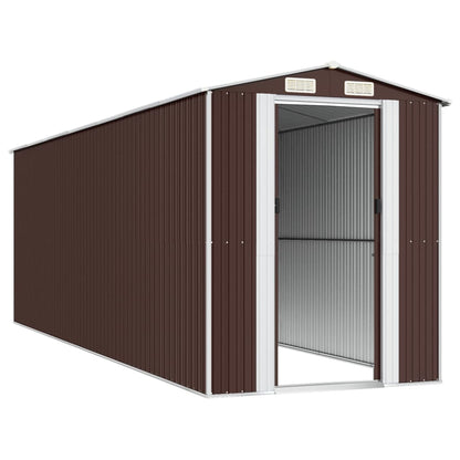 Garden Shed Dark Brown 192x606x223 cm Galvanised Steel