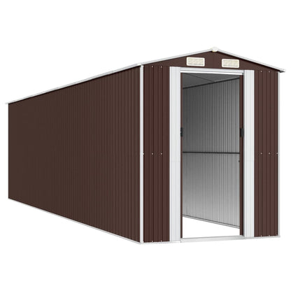 Garden Shed Dark Brown 192x772x223 cm Galvanised Steel