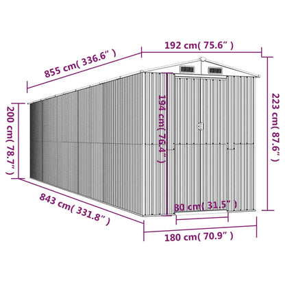 Garden Shed Dark Brown 192x855x223 cm Galvanised Steel