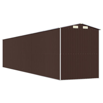 Garden Shed Dark Brown 192x938x223 cm Galvanised Steel