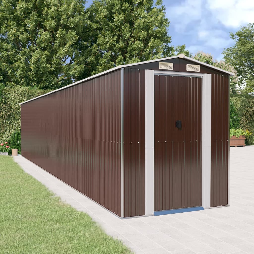 Garden Shed Dark Brown 192x1021x223 cm Galvanised Steel