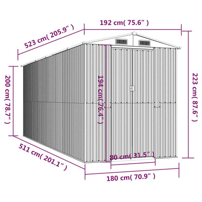 Garden Shed Light Brown 192x523x223 cm Galvanised Steel