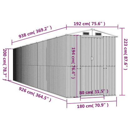 Garden Shed Light Brown 192x938x223 cm Galvanised Steel