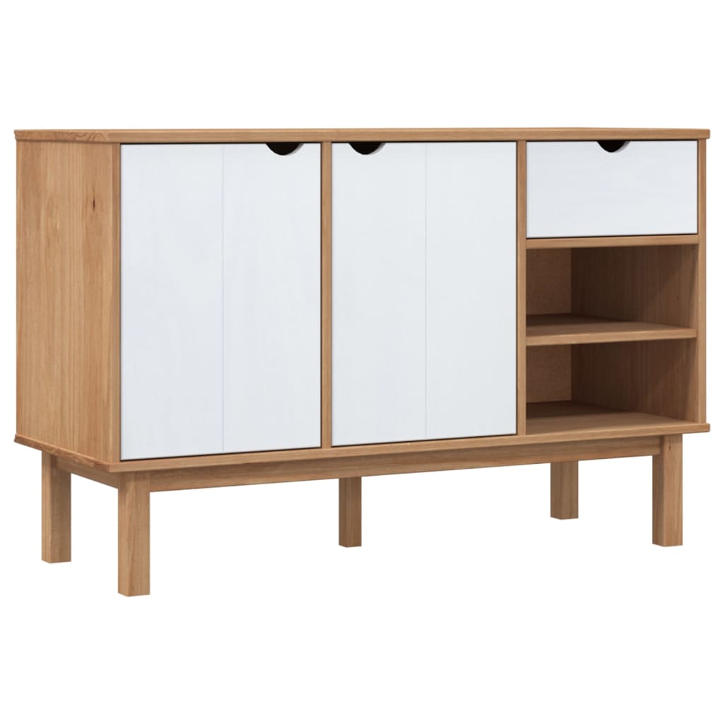 Sideboard OTTA Brown and White 114x43x73.5 cm Solid Wood Pine