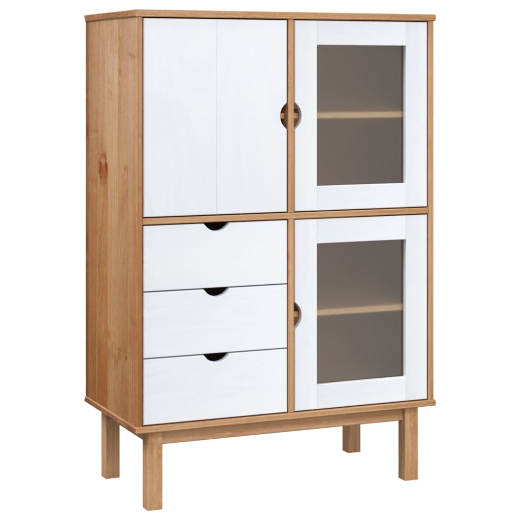 Highboard OTTA Brown and White 85x43x125 cm Solid Wood Pine