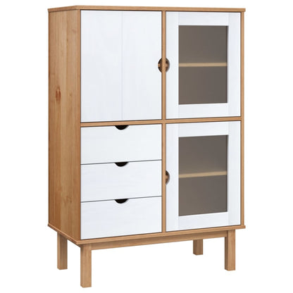 Highboard OTTA Brown and White 85x43x125 cm Solid Wood Pine