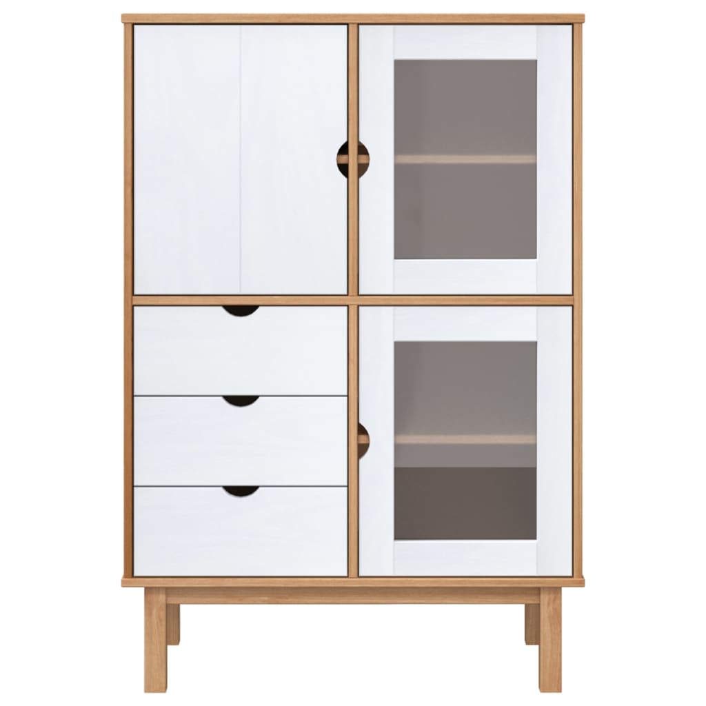 Highboard OTTA Brown and White 85x43x125 cm Solid Wood Pine