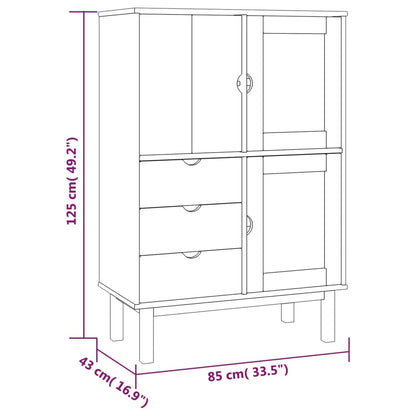 Highboard OTTA Brown and White 85x43x125 cm Solid Wood Pine