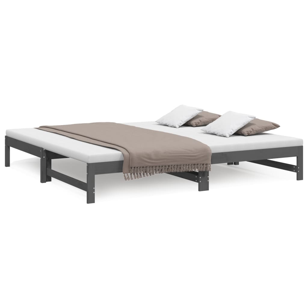 Pull-out Day Bed without Mattress Grey 2x(80x200) cm