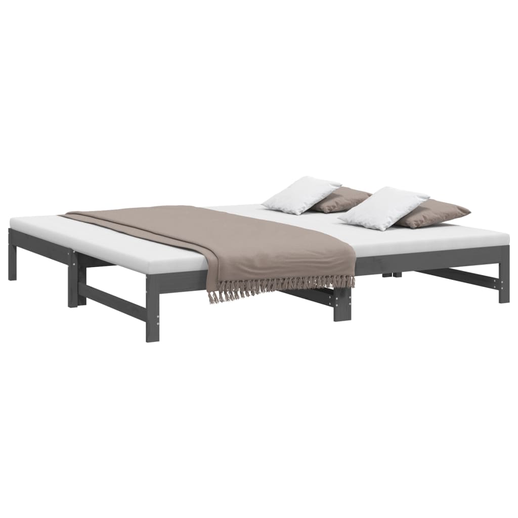 Pull-out Day Bed without Mattress Grey 2x(80x200) cm