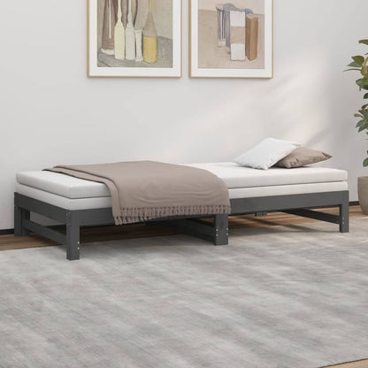 Pull-out Day Bed without Mattress Grey 2x(80x200) cm