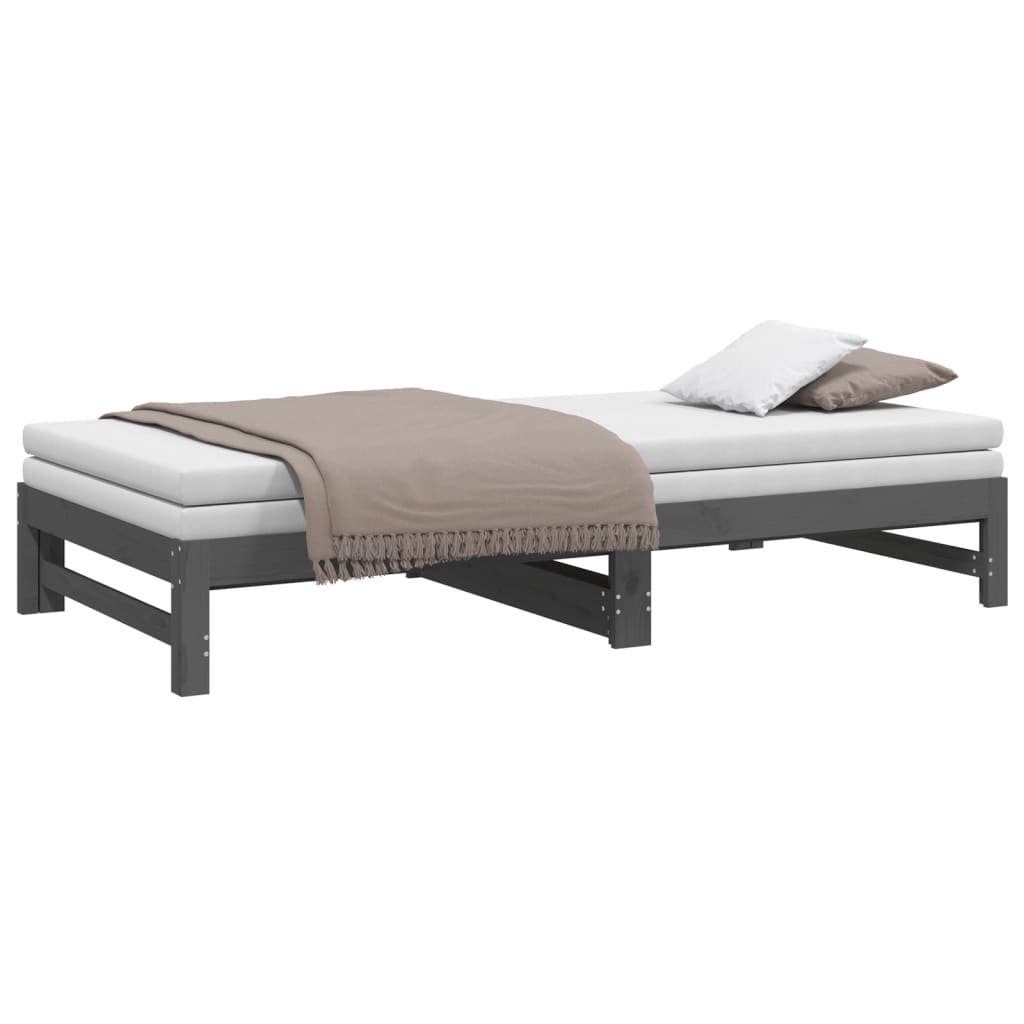 Pull-out Day Bed without Mattress Grey 2x(80x200) cm