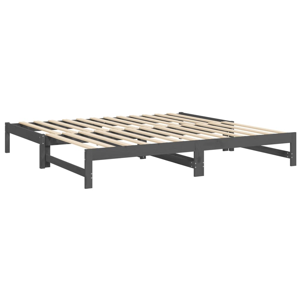 Pull-out Day Bed without Mattress Grey 2x(80x200) cm