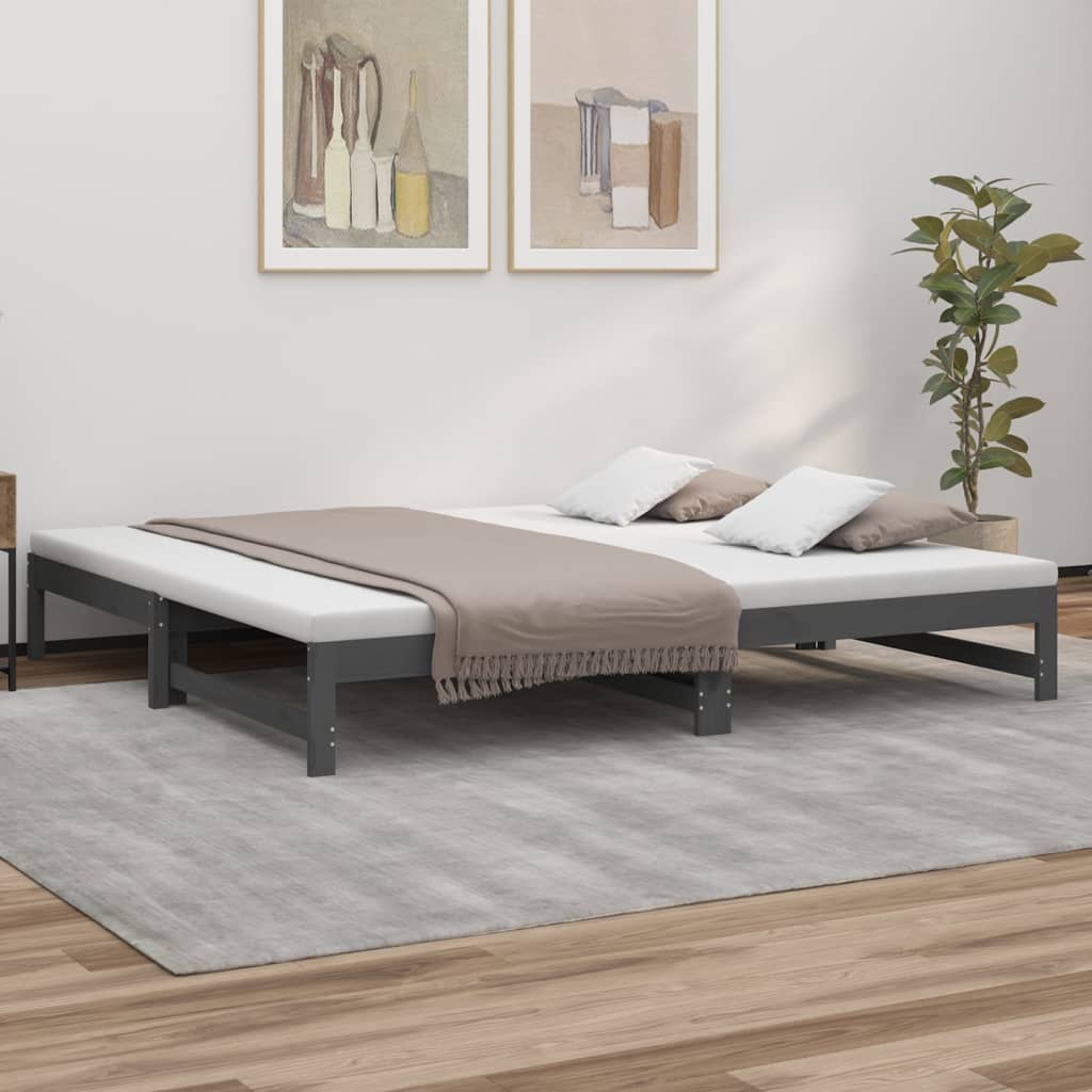 Pull-out Day Bed without Mattress Grey 2x(80x200) cm