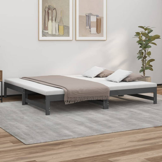 Pull-out Day Bed without Mattress Grey 2x(80x200) cm