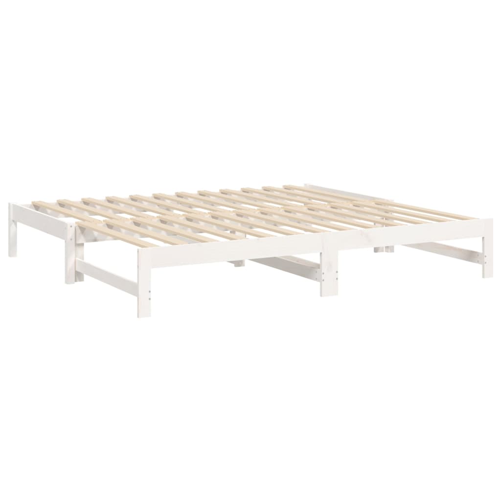 Pull-out Day Bed White 2x(75x190) cm Solid Wood Pine