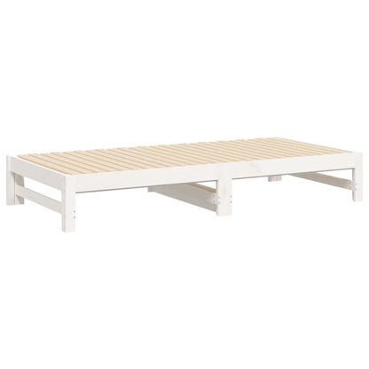 Pull-out Day Bed White 2x(75x190) cm Solid Wood Pine