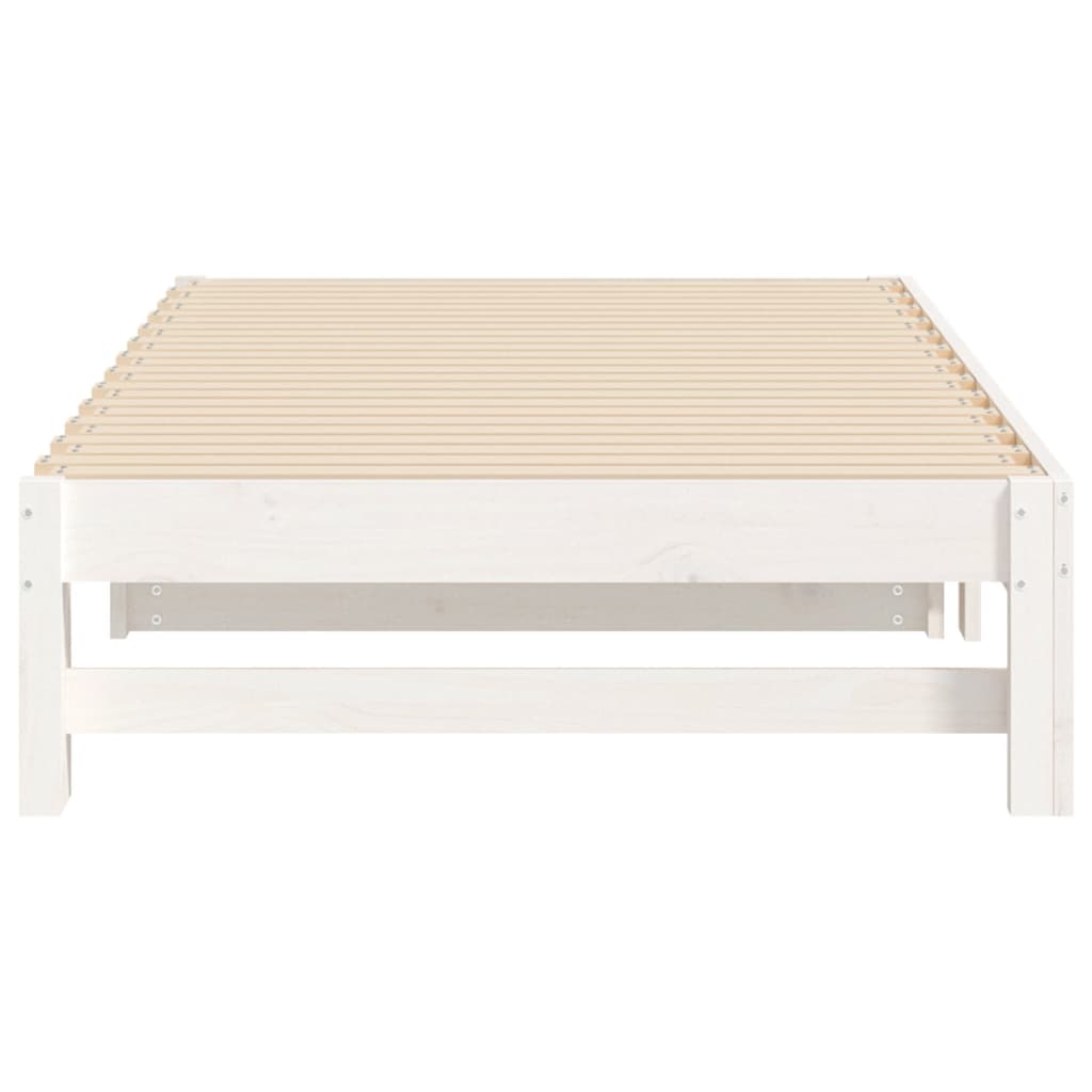 Pull-out Day Bed White 2x(75x190) cm Solid Wood Pine