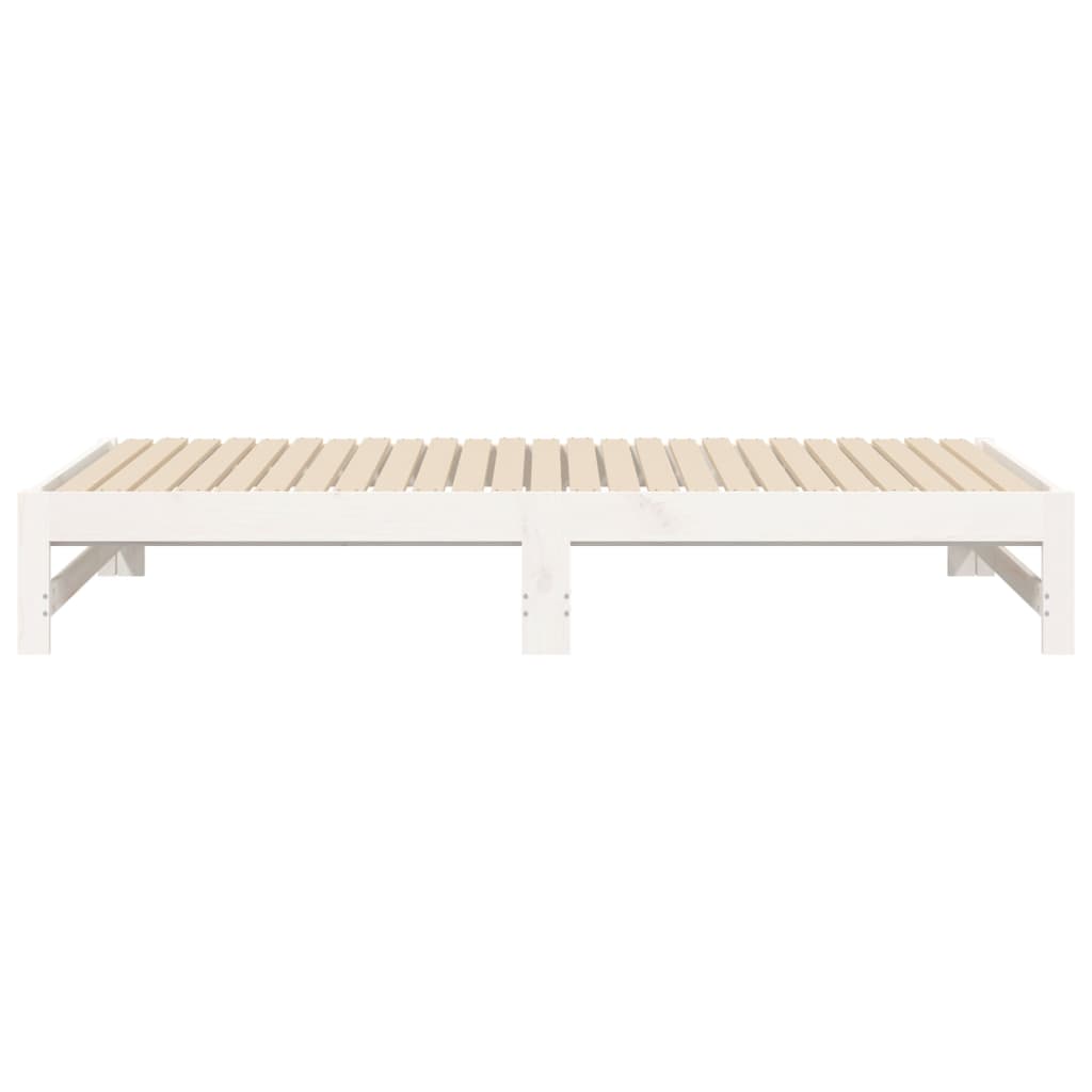 Pull-out Day Bed White 2x(75x190) cm Solid Wood Pine