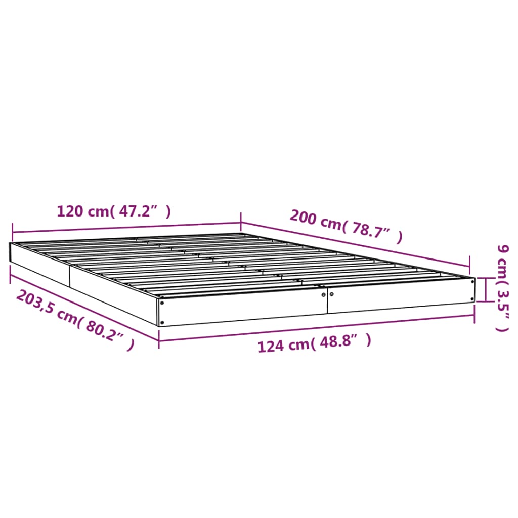 Bed Frame 120x200 cm Solid Wood Pine