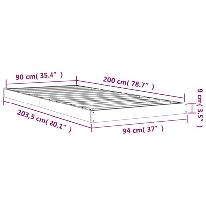 Bed Frame 90x200 cm Solid Wood Pine