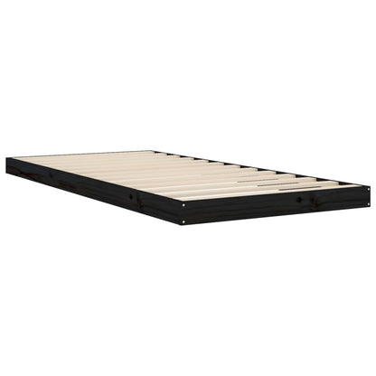 Bed Frame without Mattress Black 90x200 cm Solid Wood Pine