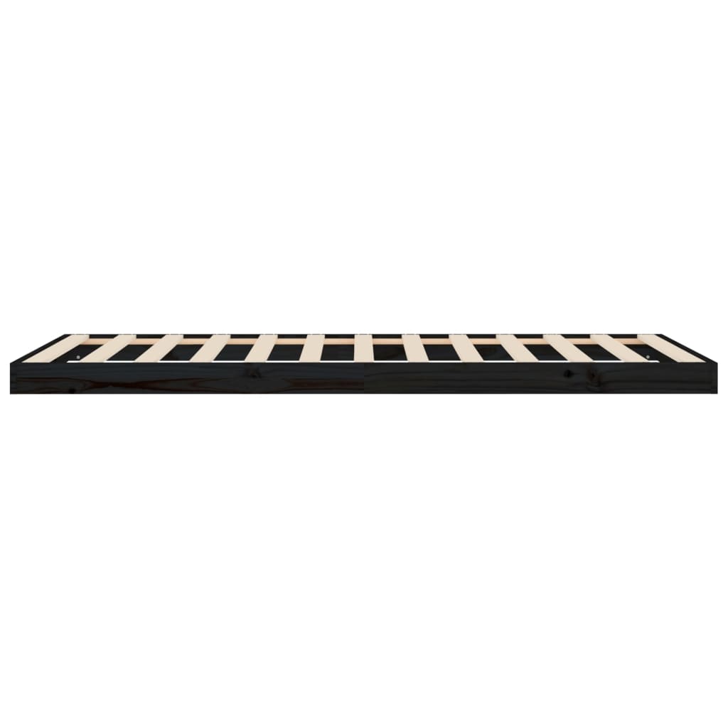 Bed Frame without Mattress Black 90x200 cm Solid Wood Pine