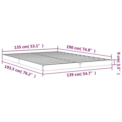 Bed Frame White 135x190 cm Double Wood Pine