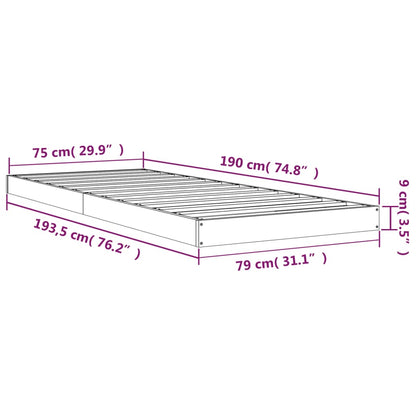 Bed Frame 75x190 cm Small Single Solid Wood Pine