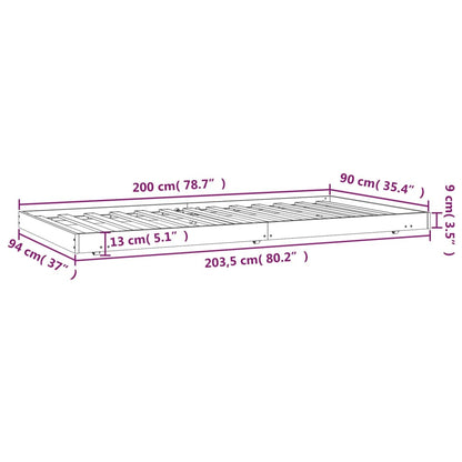 Bed Frame White 90x200 cm Solid Wood Pine